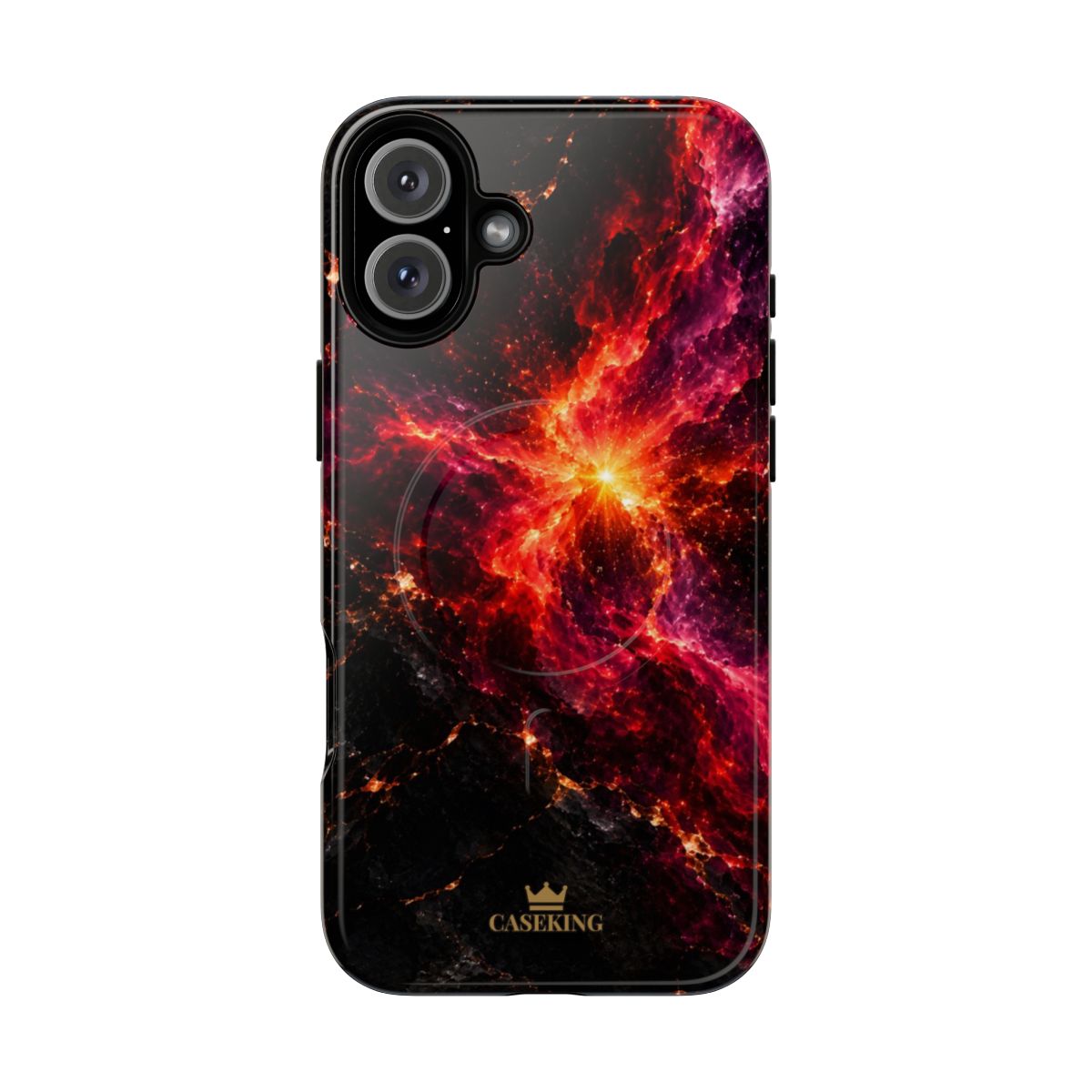 Crimson Nova MagSafe-compatible tough case on iPhone 16 Plus, glossy finish