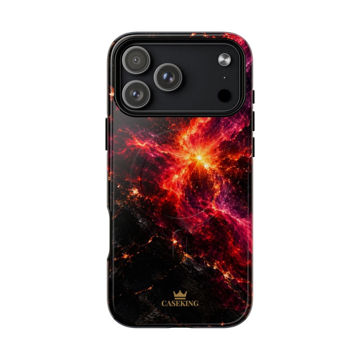 Crimson Nova MagSafe-compatible tough case on iPhone 17 Pro Max, glossy finish