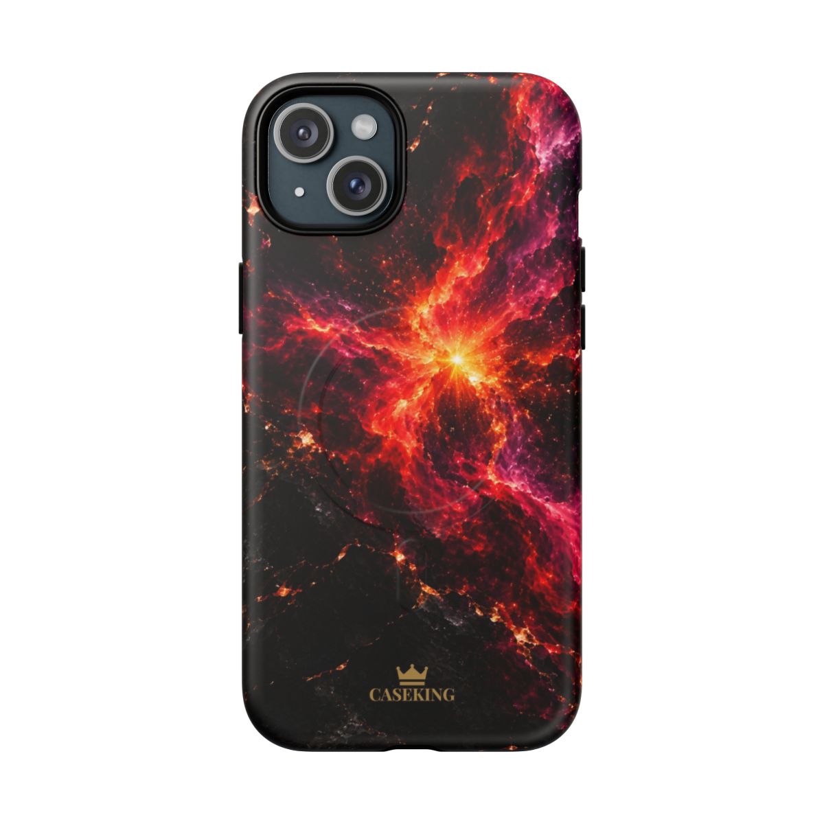 Crimson Nova MagSafe-compatible tough case on iPhone 15 Plus, matte finish