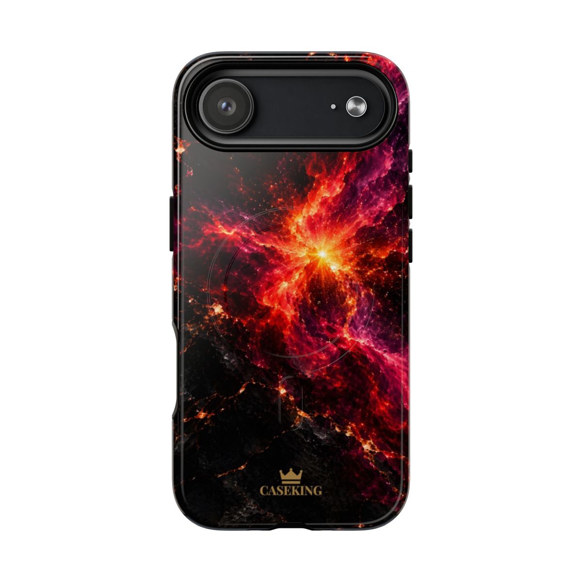 Crimson Nova MagSafe-compatible tough case on iPhone 17 Air, glossy finish