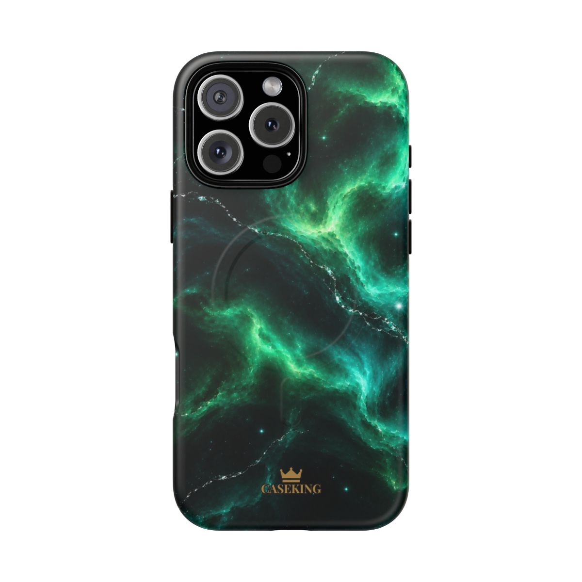 Emerald Galaxy MagSafe-compatible tough case on iPhone 16 Pro Max, matte finish