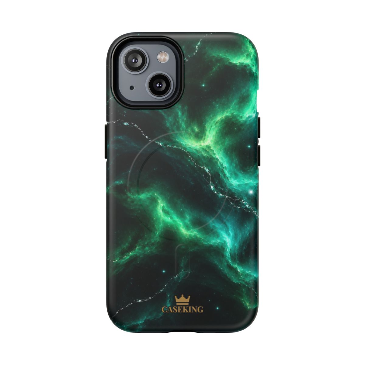 Emerald Galaxy MagSafe-compatible tough case on iPhone 14, matte finish