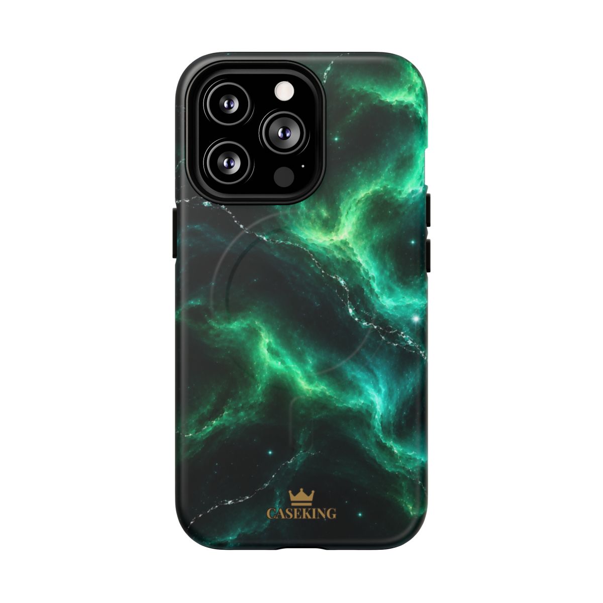 Emerald Galaxy MagSafe-compatible tough case on iPhone 13 Pro, matte finish