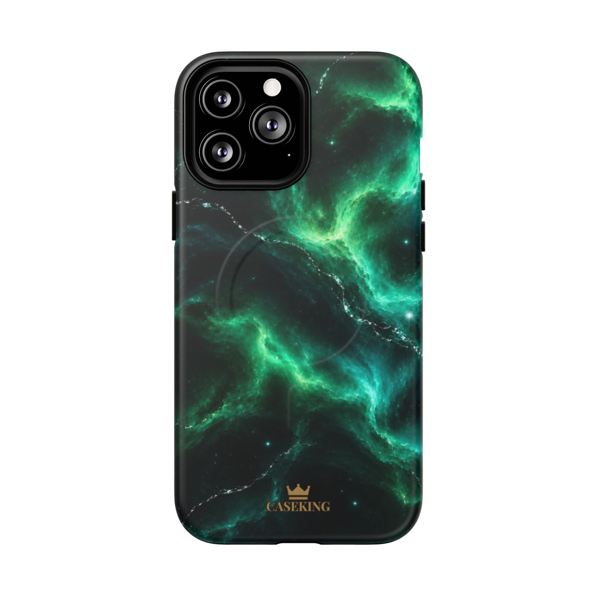 Emerald Galaxy MagSafe-compatible tough case on iPhone 13 Pro Max, matte finish