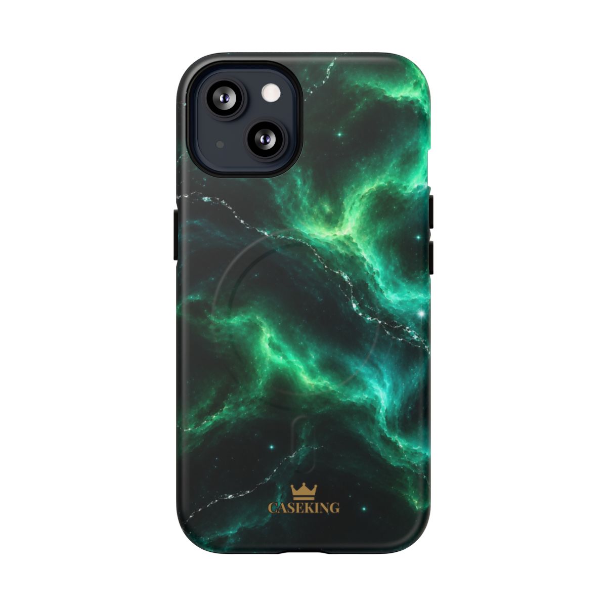 Emerald Galaxy MagSafe-compatible tough case on iPhone 13, matte finish
