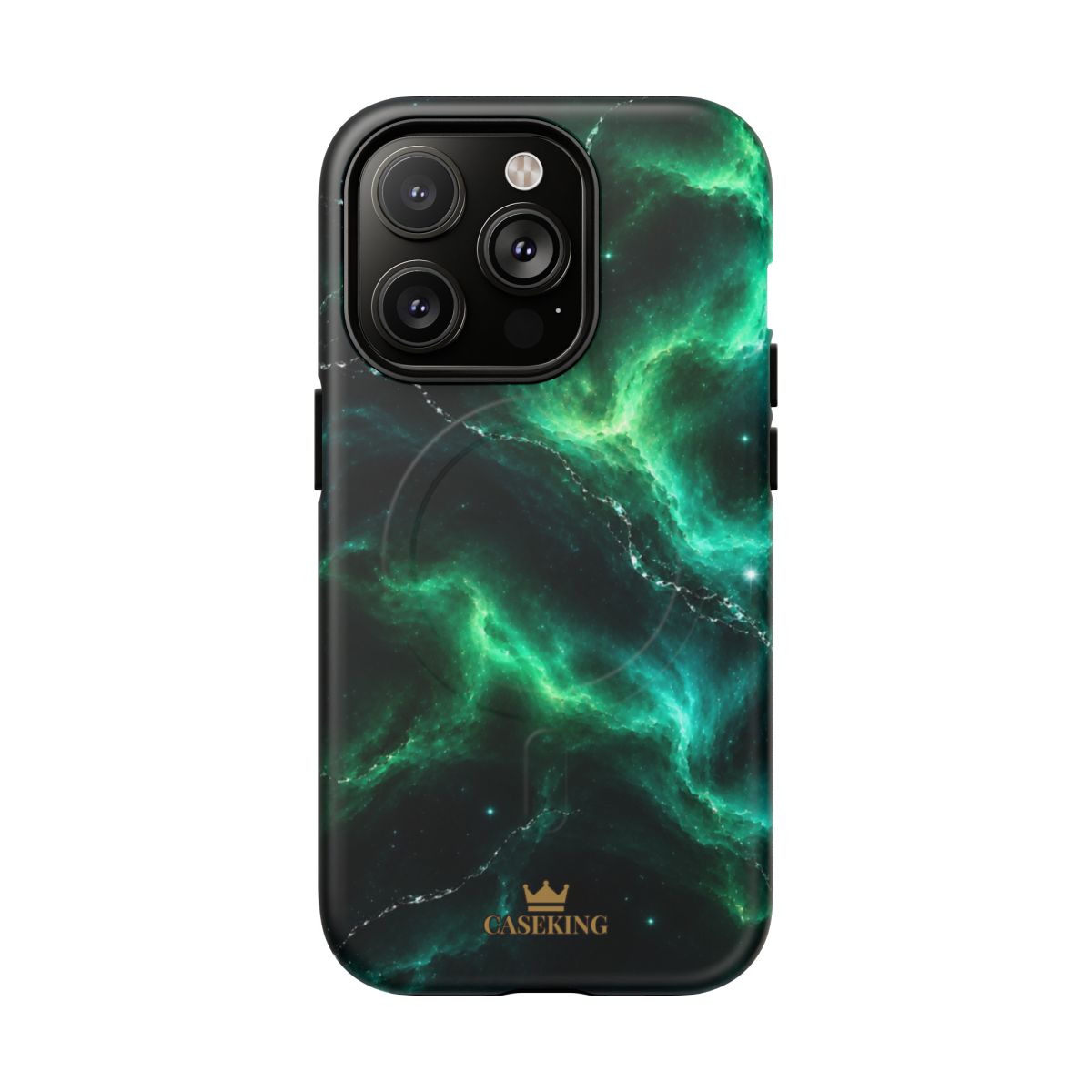 Emerald Galaxy MagSafe-compatible tough case on iPhone 14 Pro, matte finish