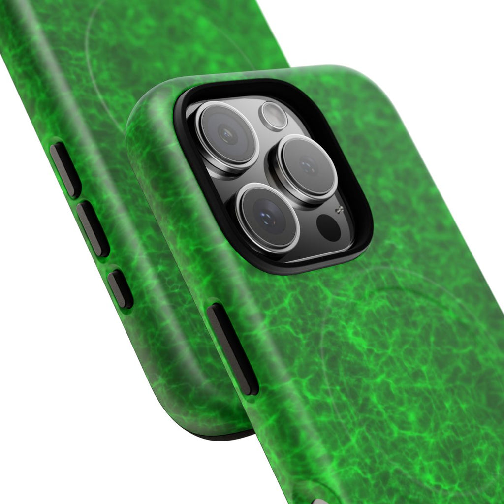Emerald Gem MagSafe-compatible tough case on iPhone 16 Pro, matte finish (close-up)
