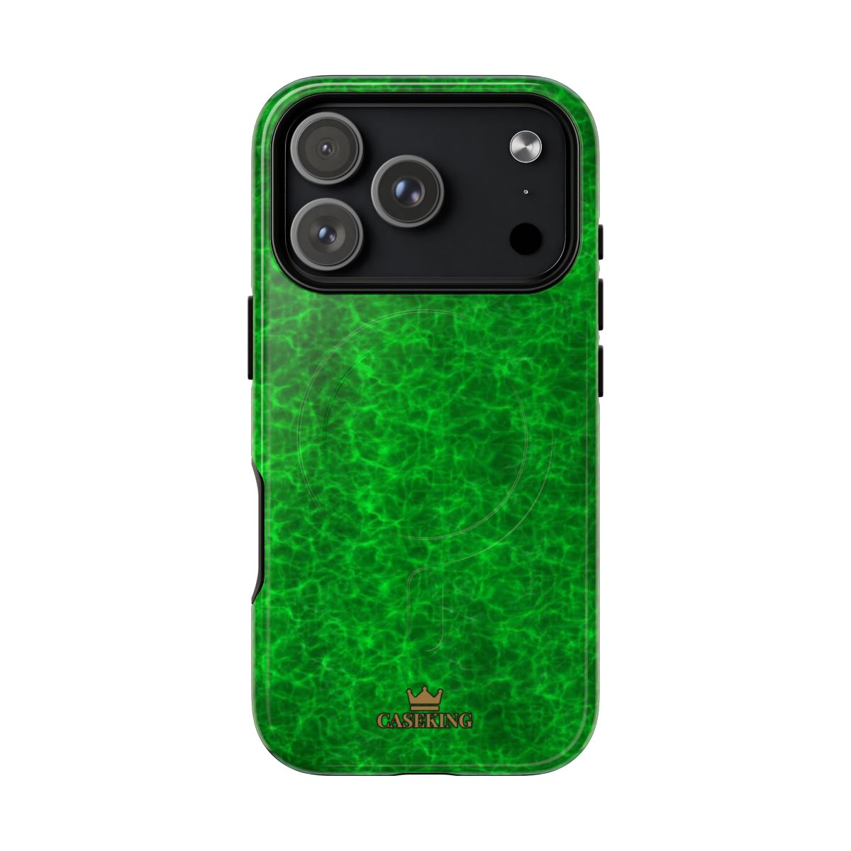 Emerald Gem MagSafe-compatible tough case on iPhone 18 Pro, glossy finish
