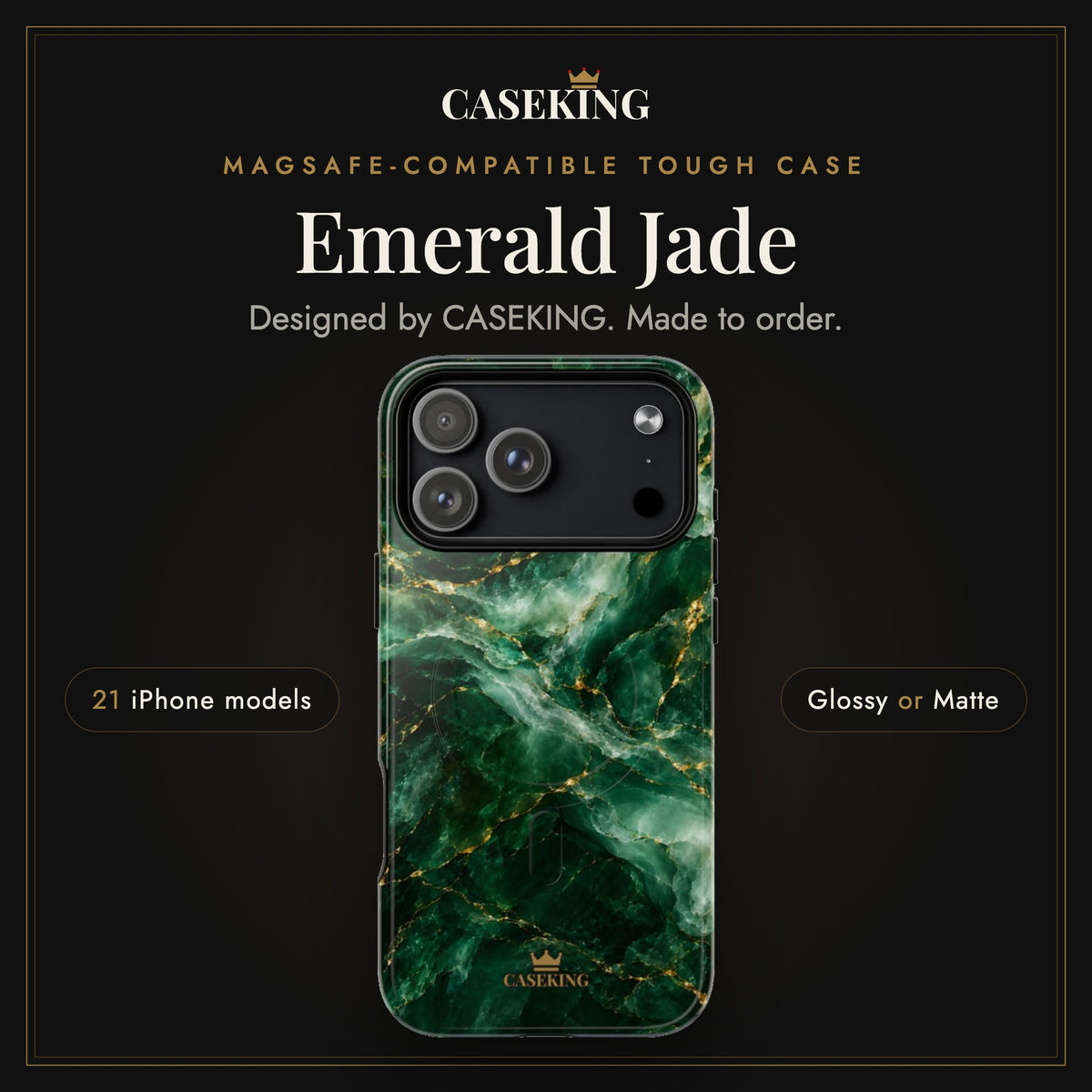 Emerald Jade MagSafe-compatible tough case infographic 1: Hero