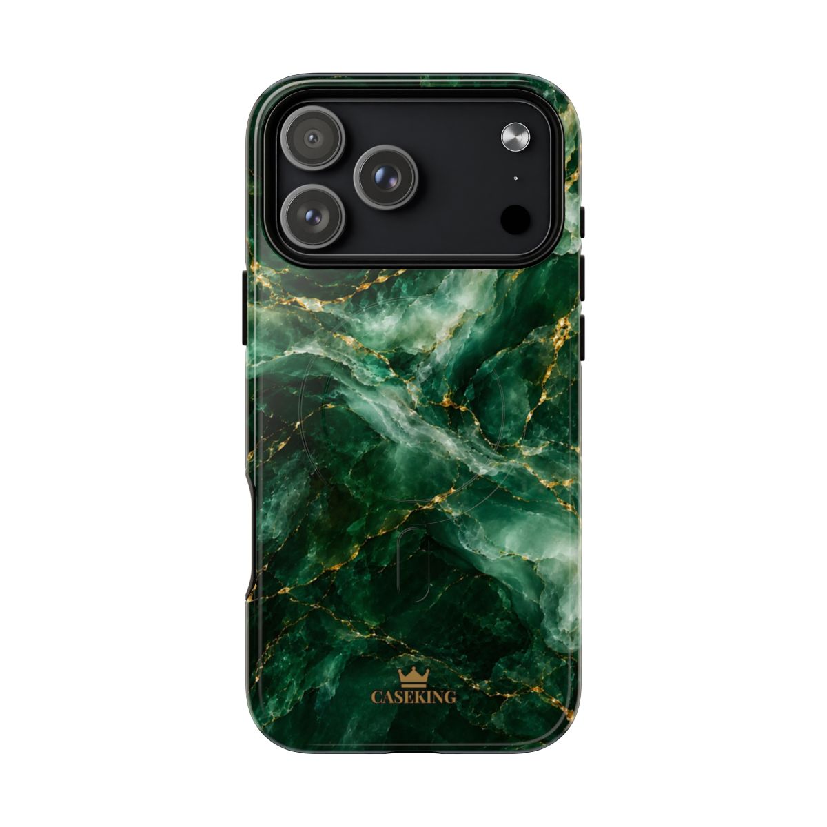 Emerald Jade MagSafe-compatible tough case on iPhone 18 Pro Max, glossy finish