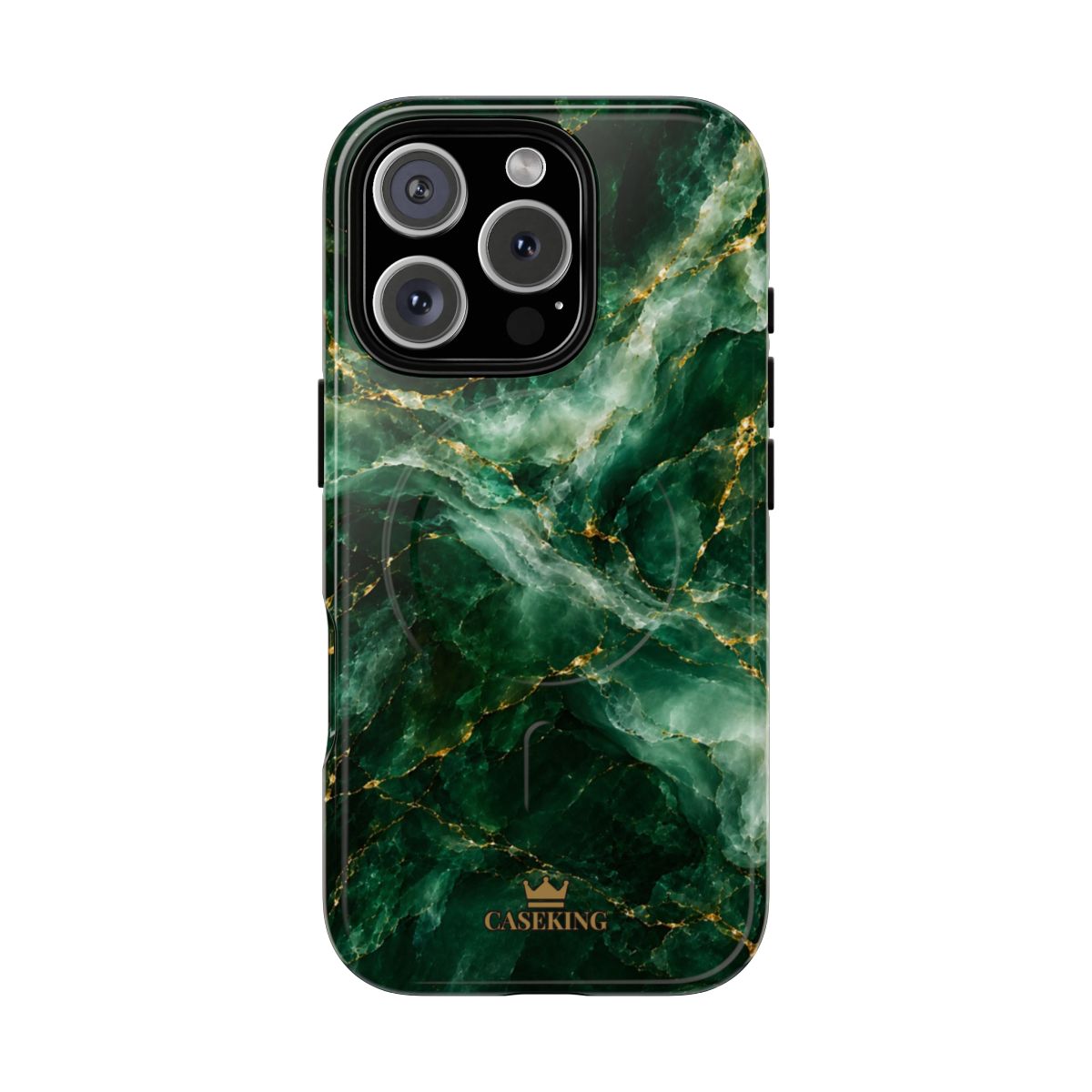 Emerald Jade MagSafe-compatible tough case on iPhone 16 Pro, glossy finish