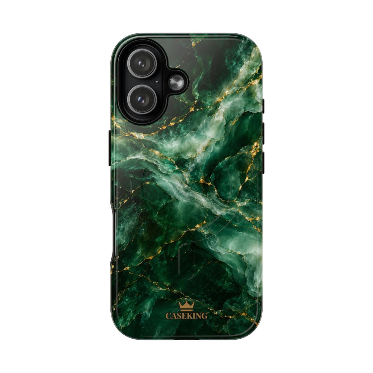 Emerald Jade MagSafe-compatible tough case on iPhone 17, glossy finish