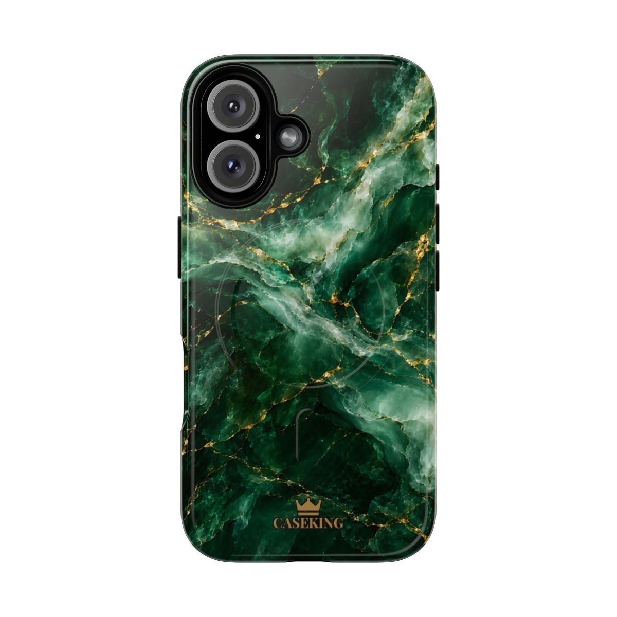Emerald Jade MagSafe-compatible tough case on iPhone 16, glossy finish
