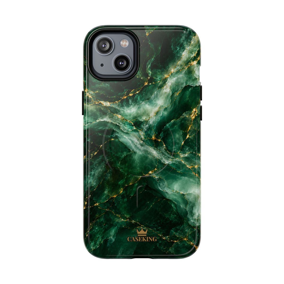 Emerald Jade MagSafe-compatible tough case on iPhone 14 Plus, glossy finish