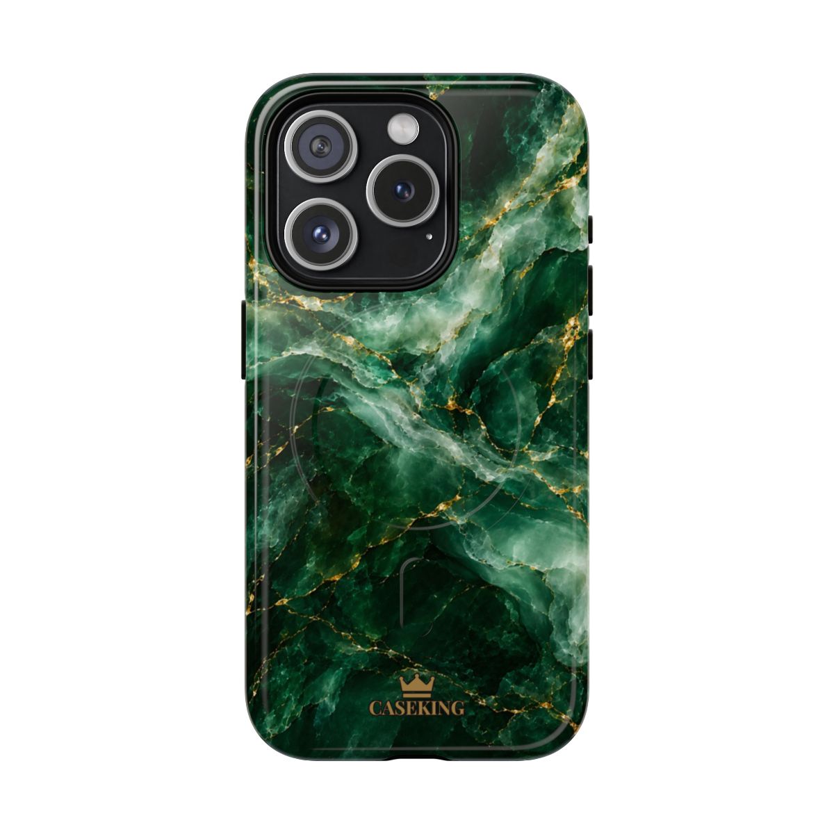 Emerald Jade MagSafe-compatible tough case on iPhone 15 Pro, glossy finish