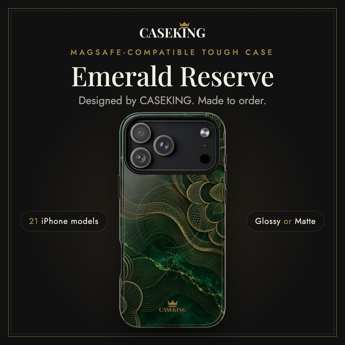 Emerald Reserve MagSafe-compatible tough case infographic 1: Hero