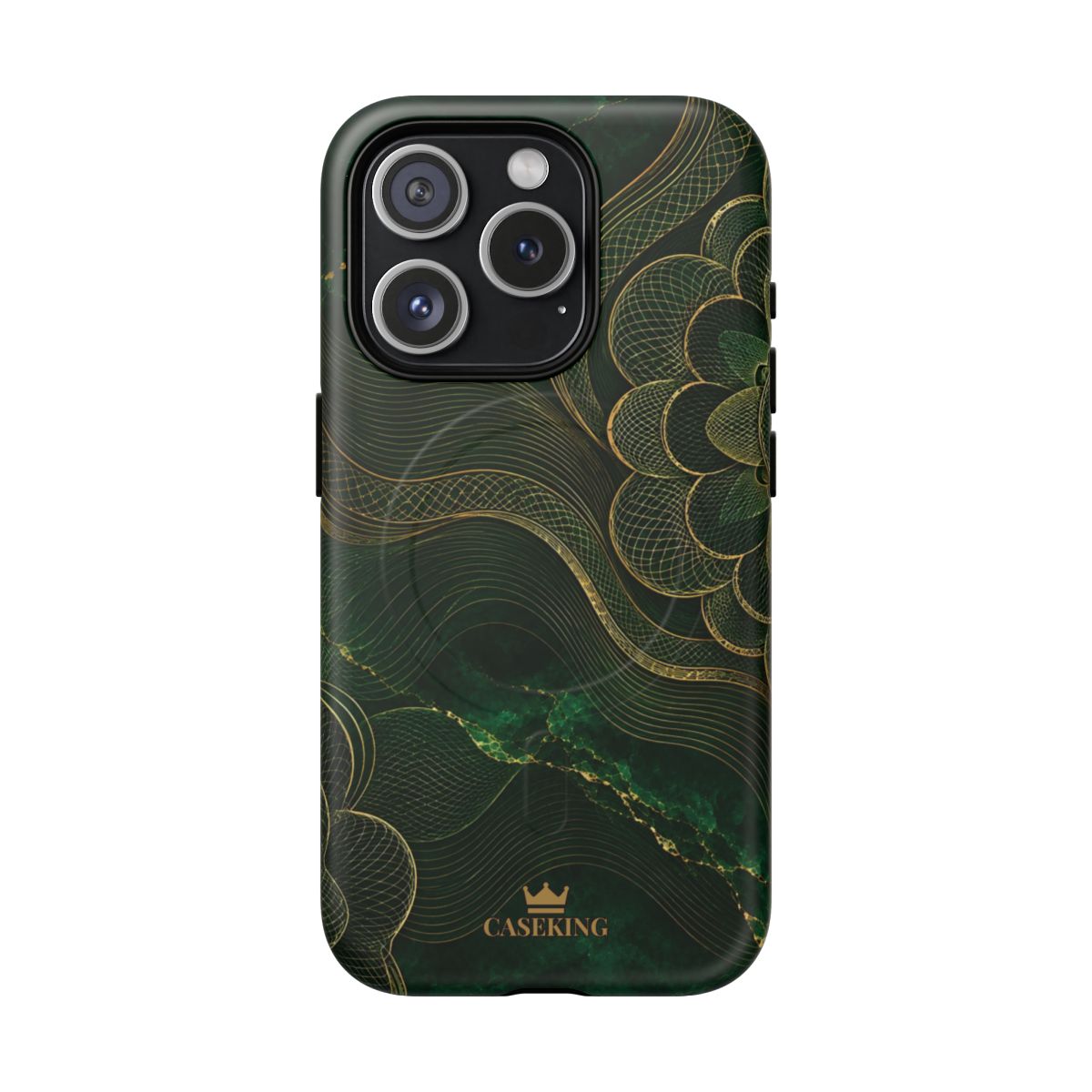 Emerald Reserve MagSafe-compatible tough case on iPhone 15 Pro, matte finish