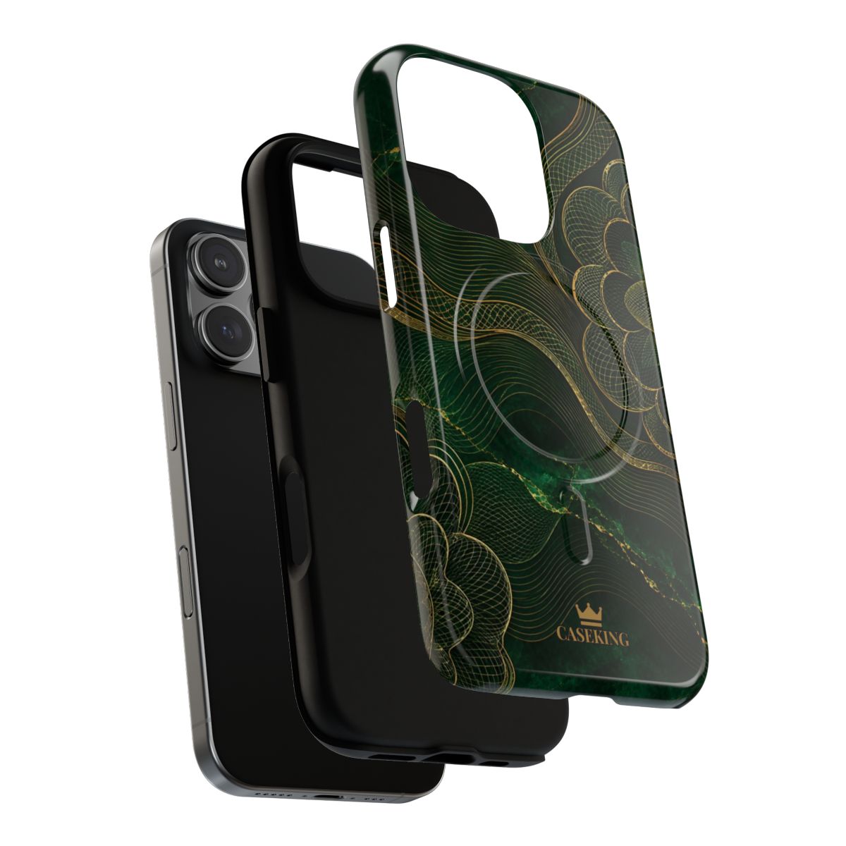 Emerald Reserve MagSafe-compatible tough case on iPhone 16 Pro, glossy finish (case layers)