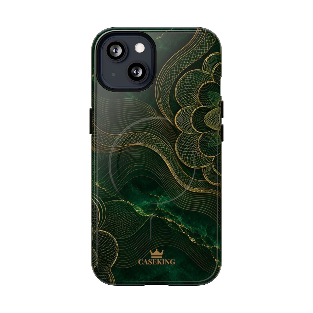 Emerald Reserve MagSafe-compatible tough case on iPhone 13, glossy finish