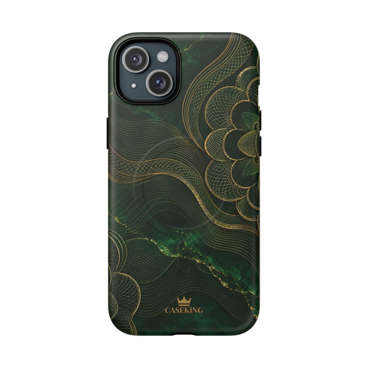 Emerald Reserve MagSafe-compatible tough case on iPhone 15 Plus, matte finish