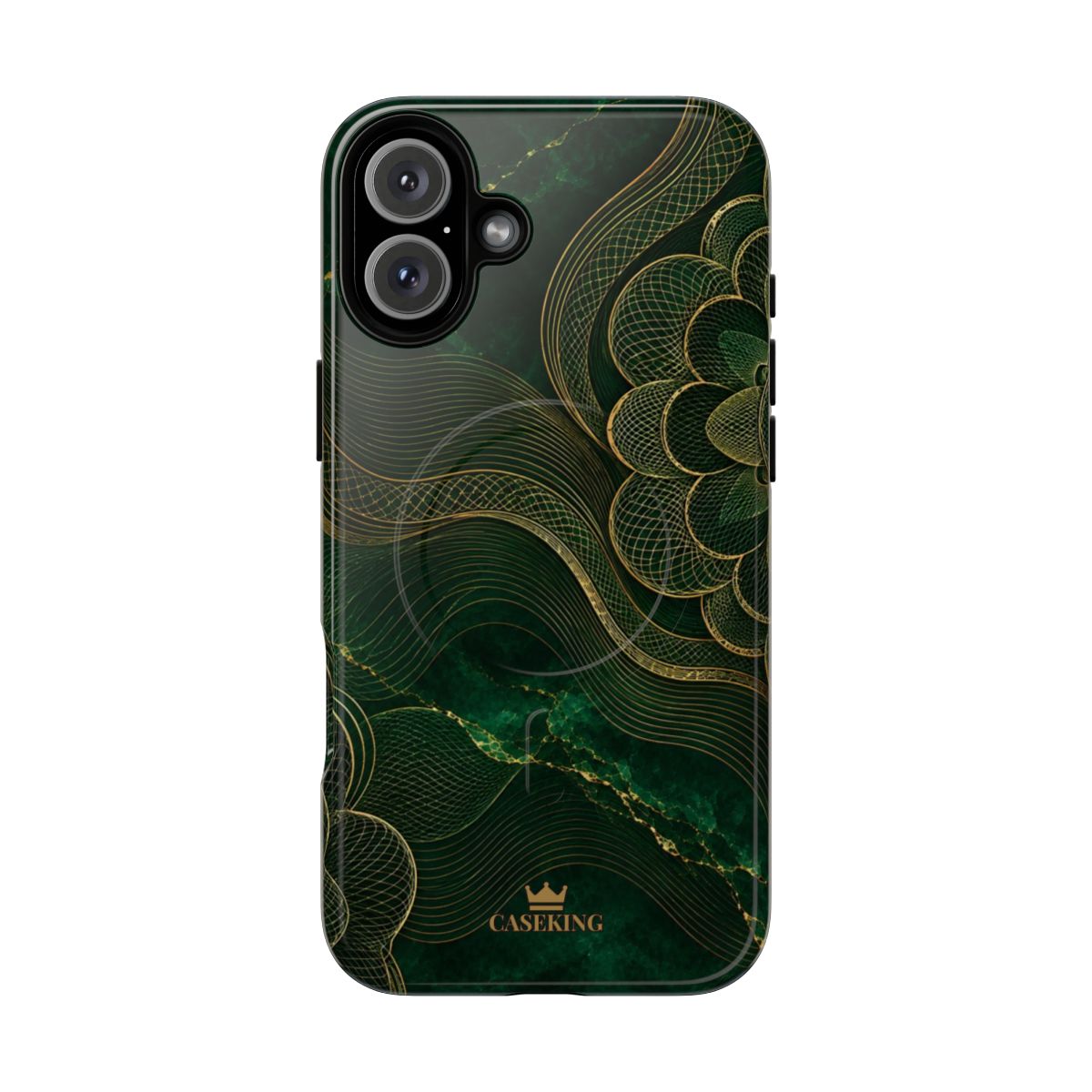 Emerald Reserve MagSafe-compatible tough case on iPhone 16 Plus, glossy finish