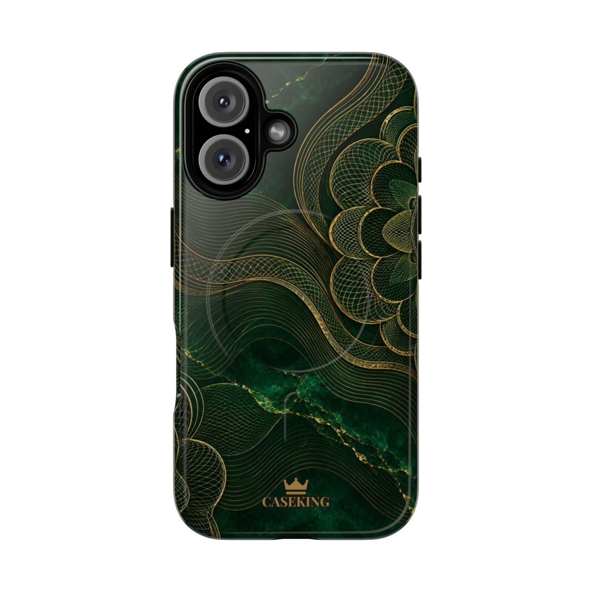 Emerald Reserve MagSafe-compatible tough case on iPhone 16, glossy finish