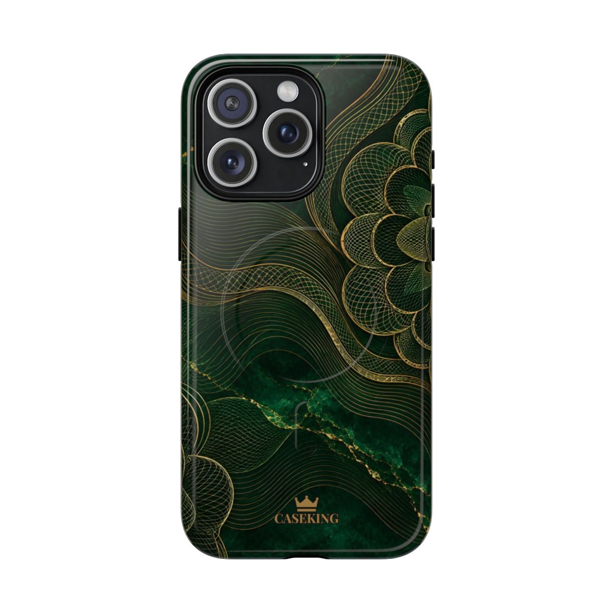 Emerald Reserve MagSafe-compatible tough case on iPhone 15 Pro Max, glossy finish