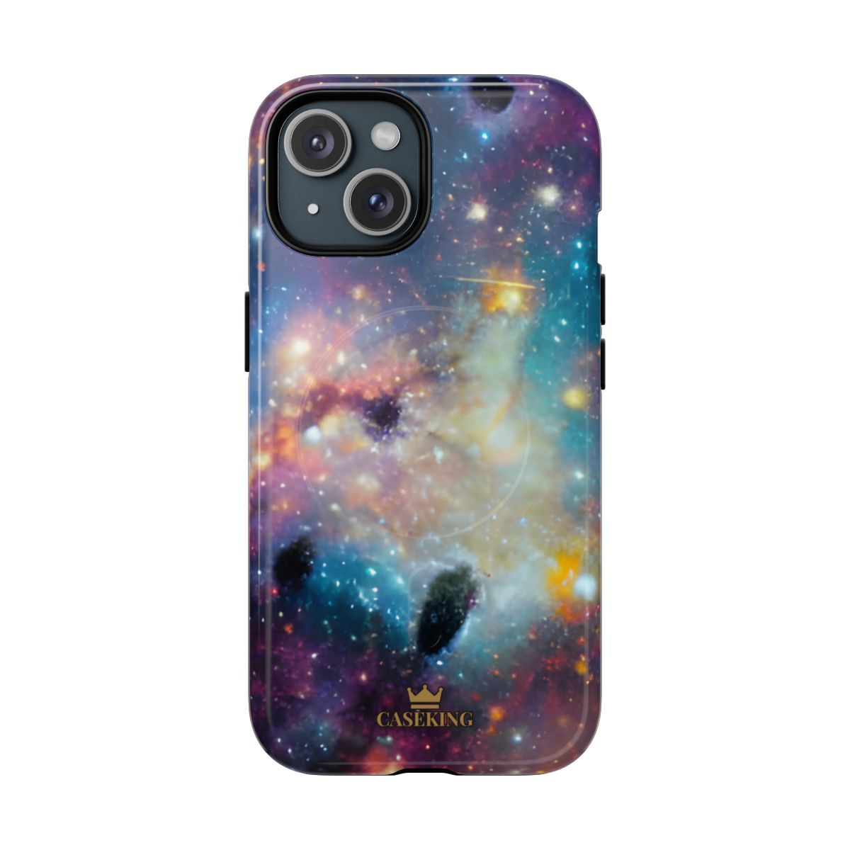 Galaxy Storm MagSafe-compatible tough case on iPhone 15, glossy finish