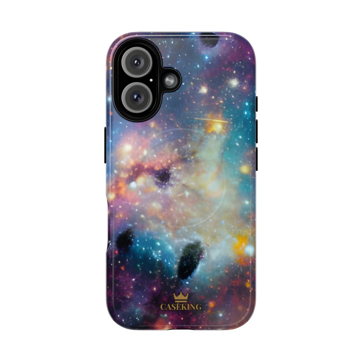 Galaxy Storm MagSafe-compatible tough case on iPhone 16, glossy finish