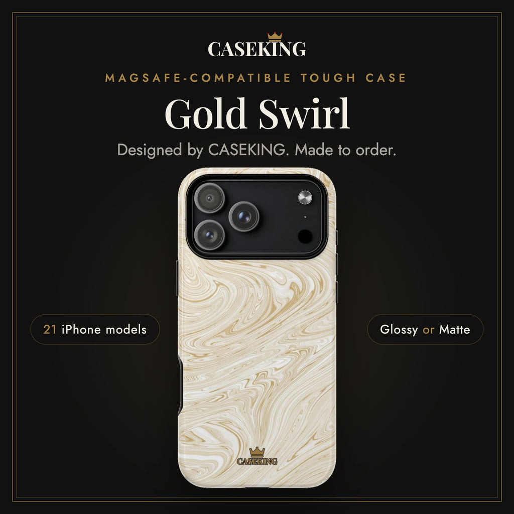Gold Swirl MagSafe-compatible tough case infographic 1: Hero