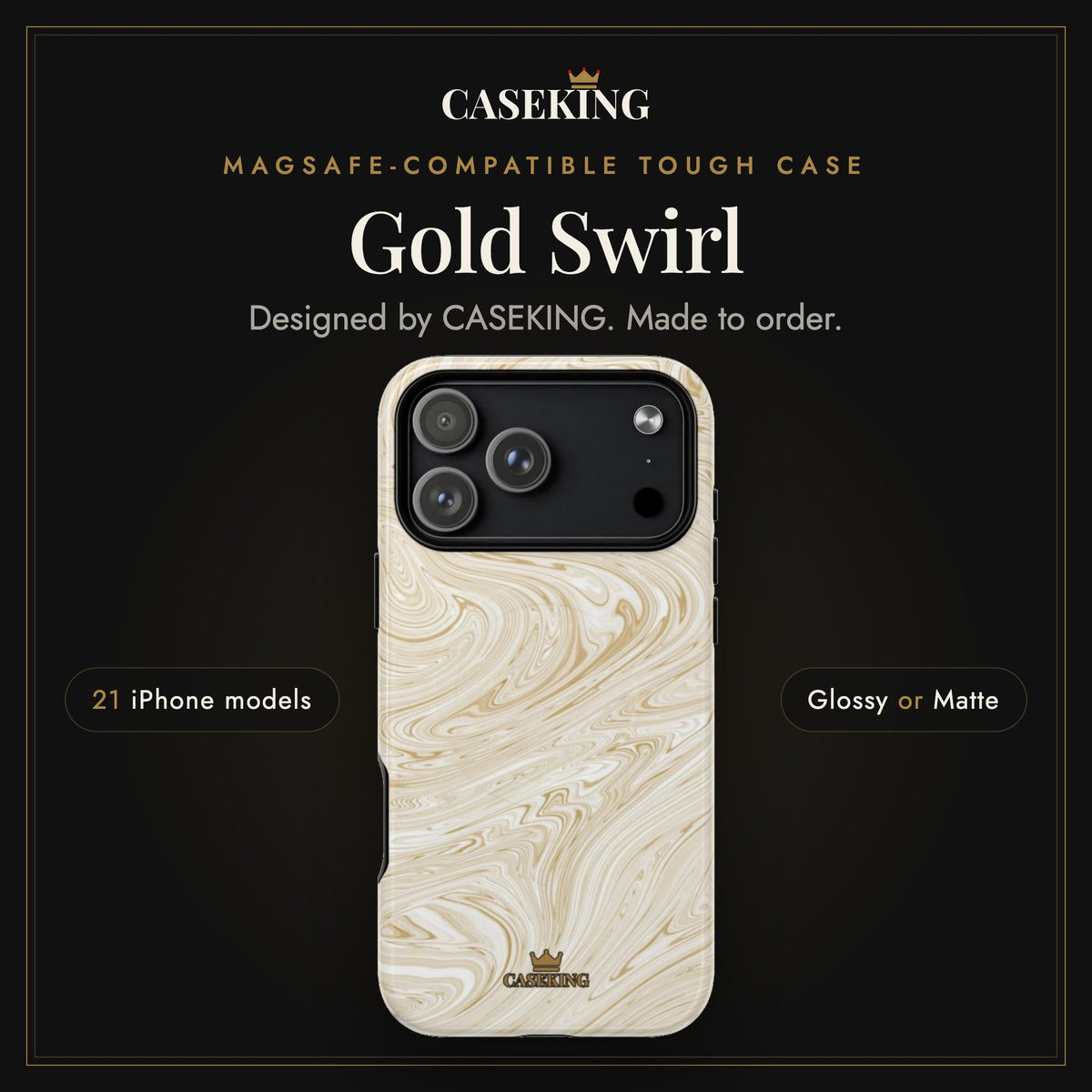 Gold Swirl MagSafe-compatible tough case infographic 1: Hero