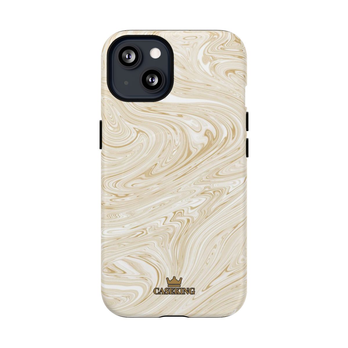 Gold Swirl MagSafe-compatible tough case on iPhone 13, matte finish