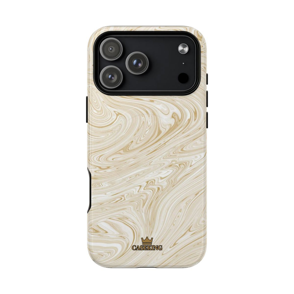 Gold Swirl MagSafe-compatible tough case on iPhone 18 Pro Max, glossy finish