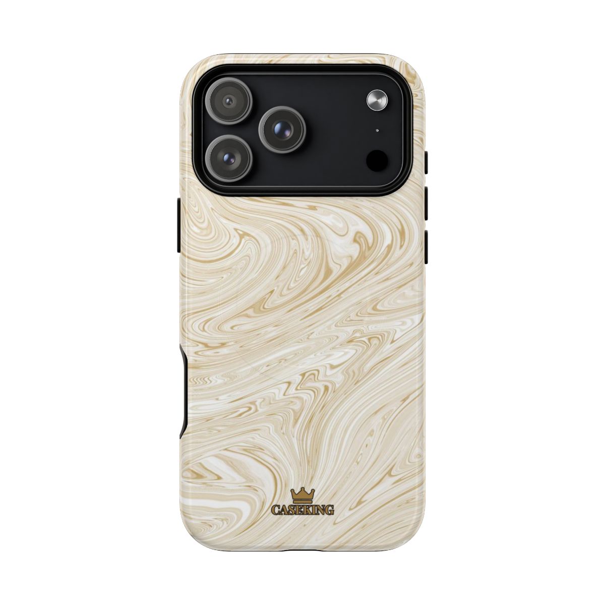 Gold Swirl MagSafe-compatible tough case on iPhone 18 Pro Max, glossy finish