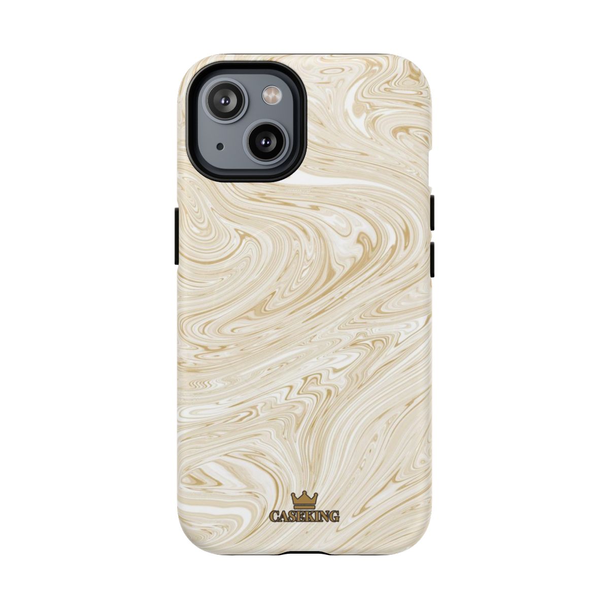 Gold Swirl MagSafe-compatible tough case on iPhone 14, matte finish
