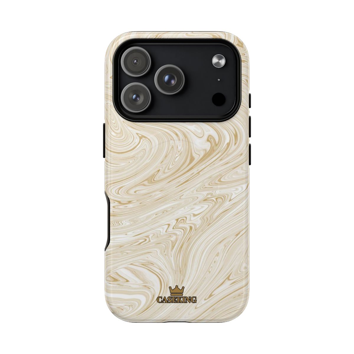 Gold Swirl MagSafe-compatible tough case on iPhone 17 Pro, glossy finish
