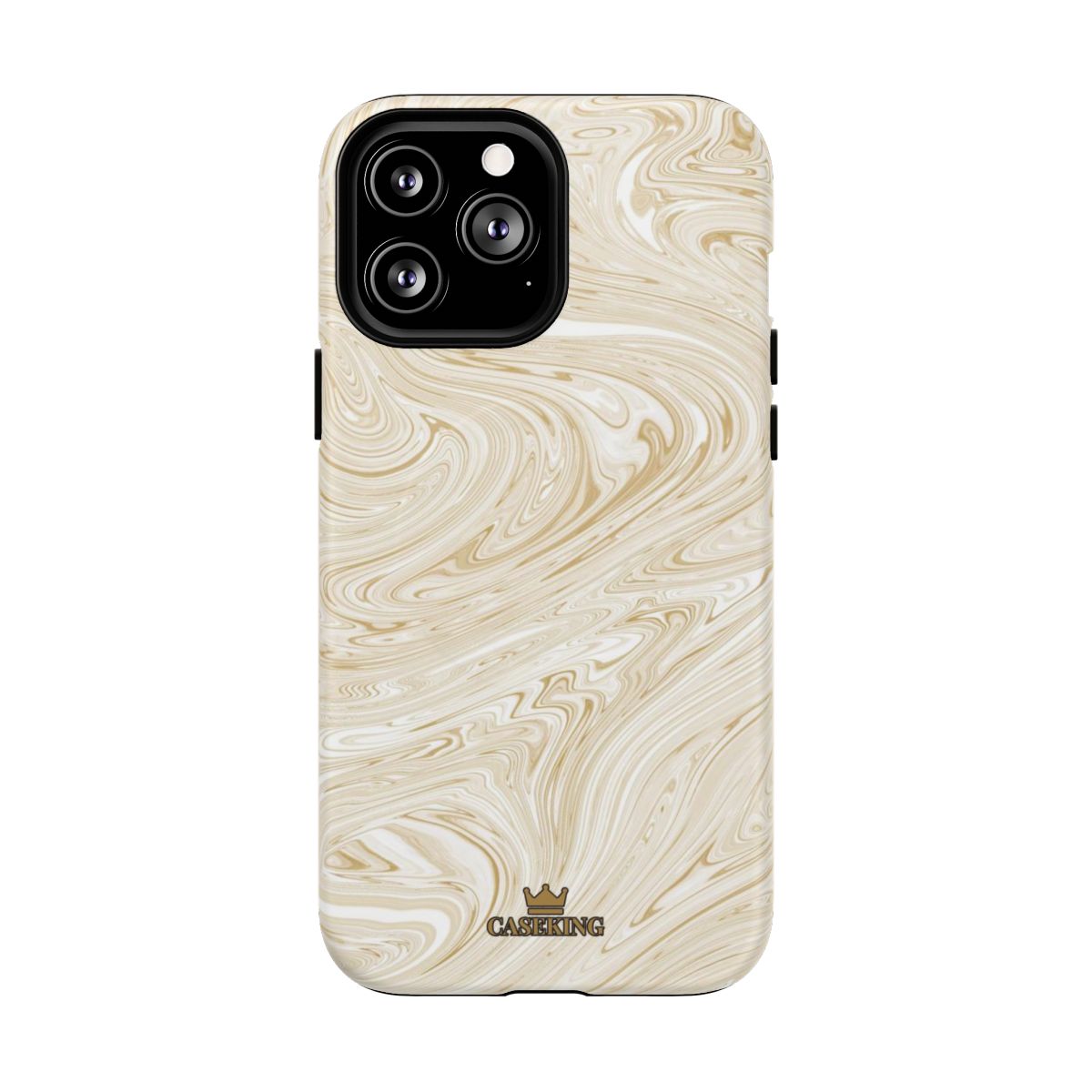 Gold Swirl MagSafe-compatible tough case on iPhone 13 Pro Max, matte finish