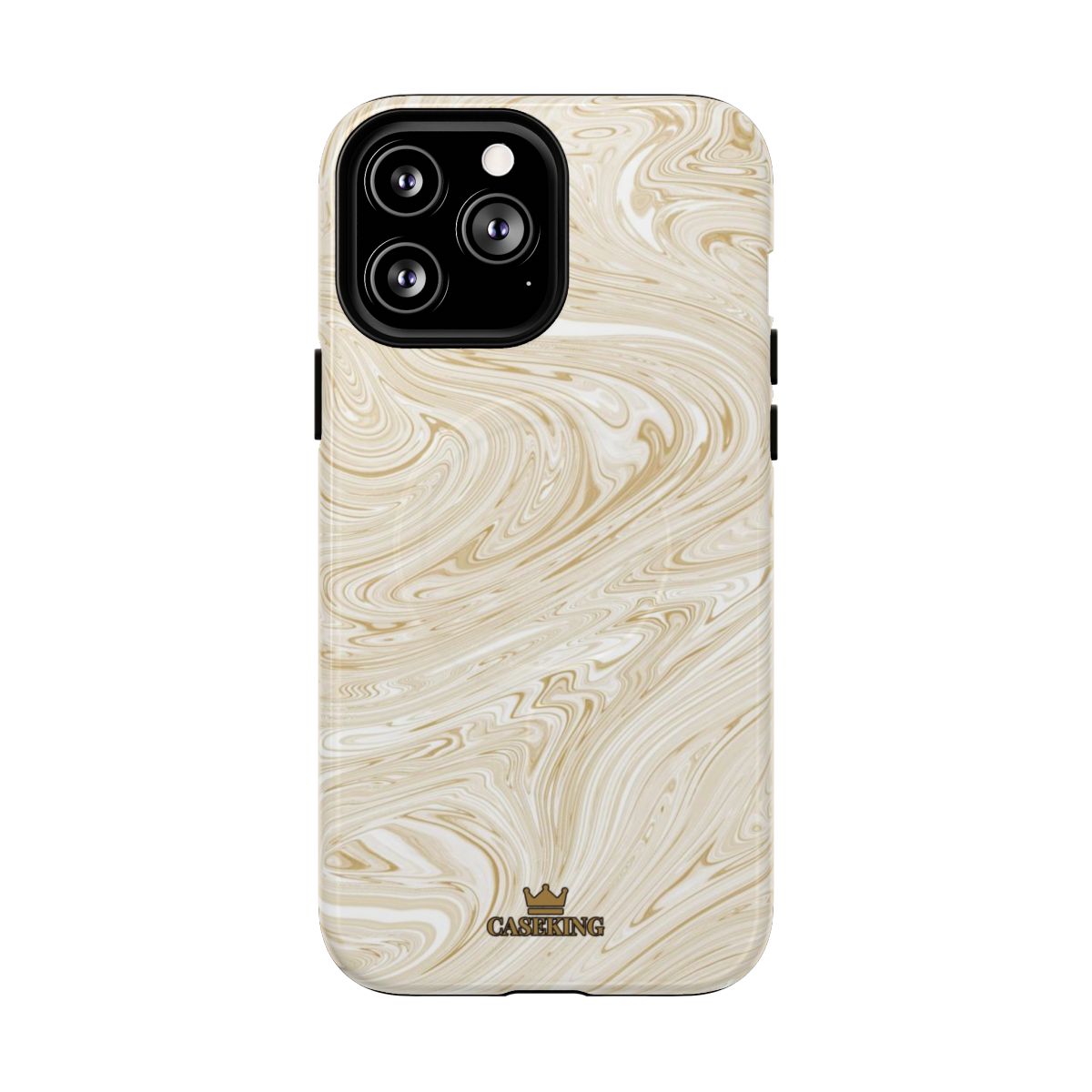 Gold Swirl MagSafe-compatible tough case on iPhone 13 Pro Max, glossy finish