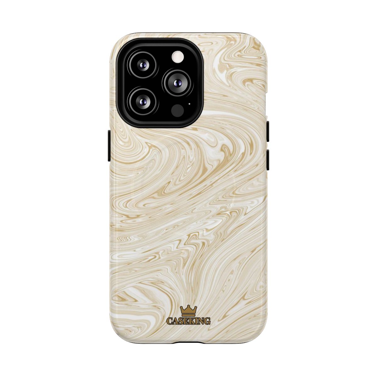 Gold Swirl MagSafe-compatible tough case on iPhone 13 Pro, glossy finish