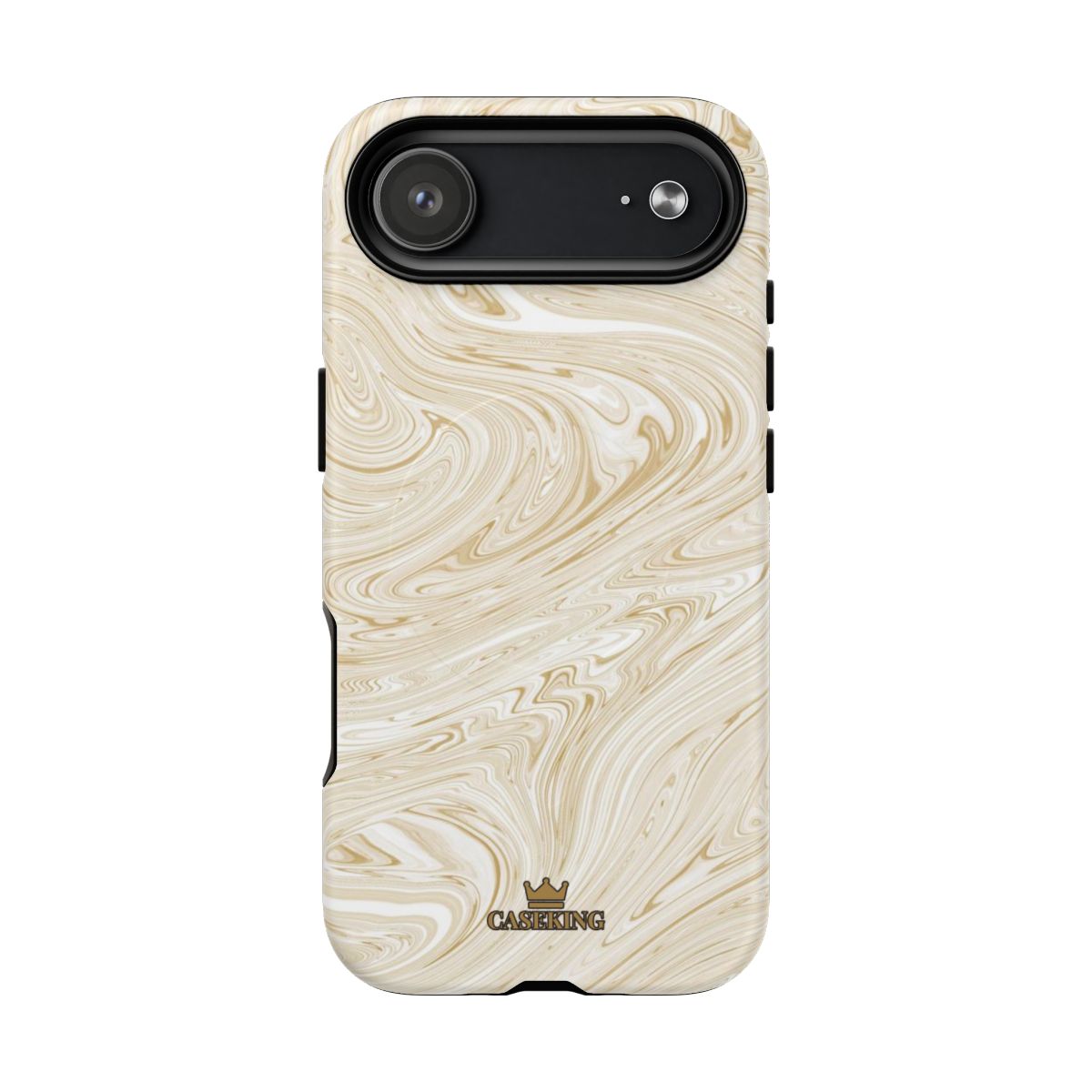 Gold Swirl MagSafe-compatible tough case on iPhone 17 Air, matte finish