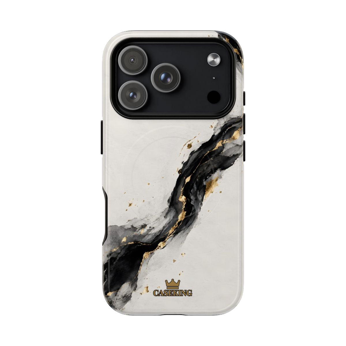 Ink & Gold MagSafe-compatible tough case on iPhone 18 Pro, glossy finish