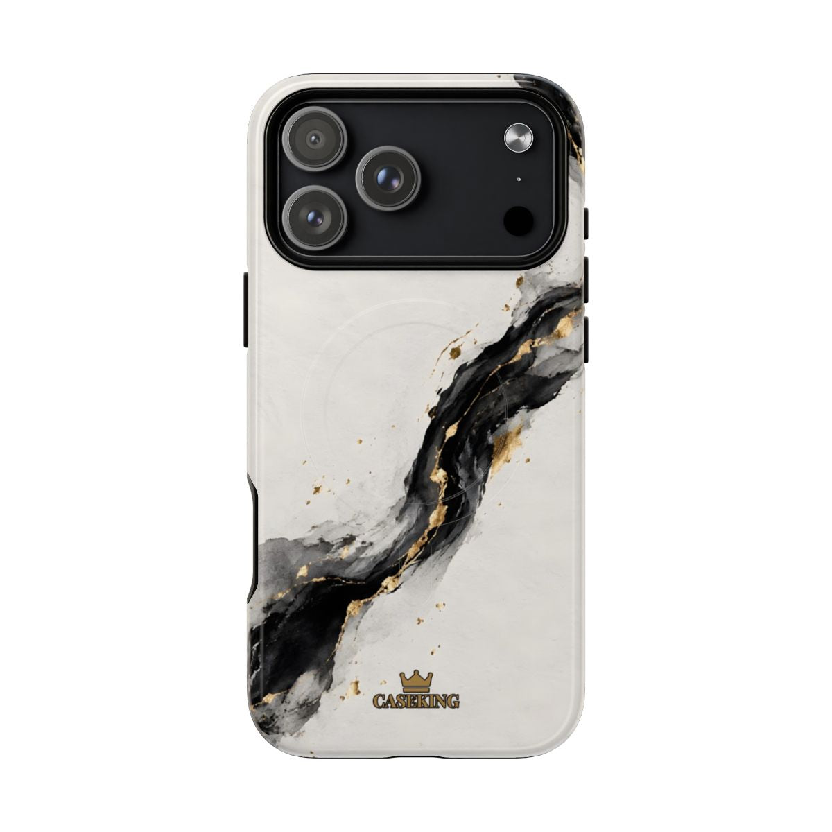 Ink & Gold MagSafe-compatible tough case on iPhone 17 Pro Max, glossy finish