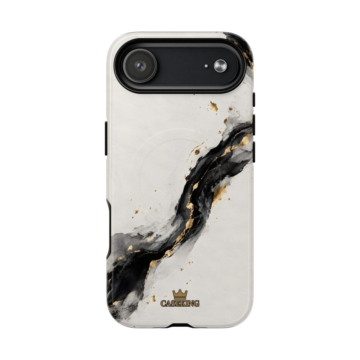 Ink & Gold MagSafe-compatible tough case on iPhone 17 Air, glossy finish