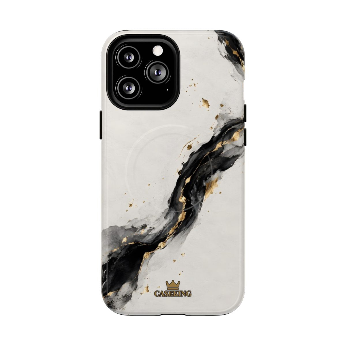 Ink & Gold MagSafe-compatible tough case on iPhone 13 Pro Max, glossy finish