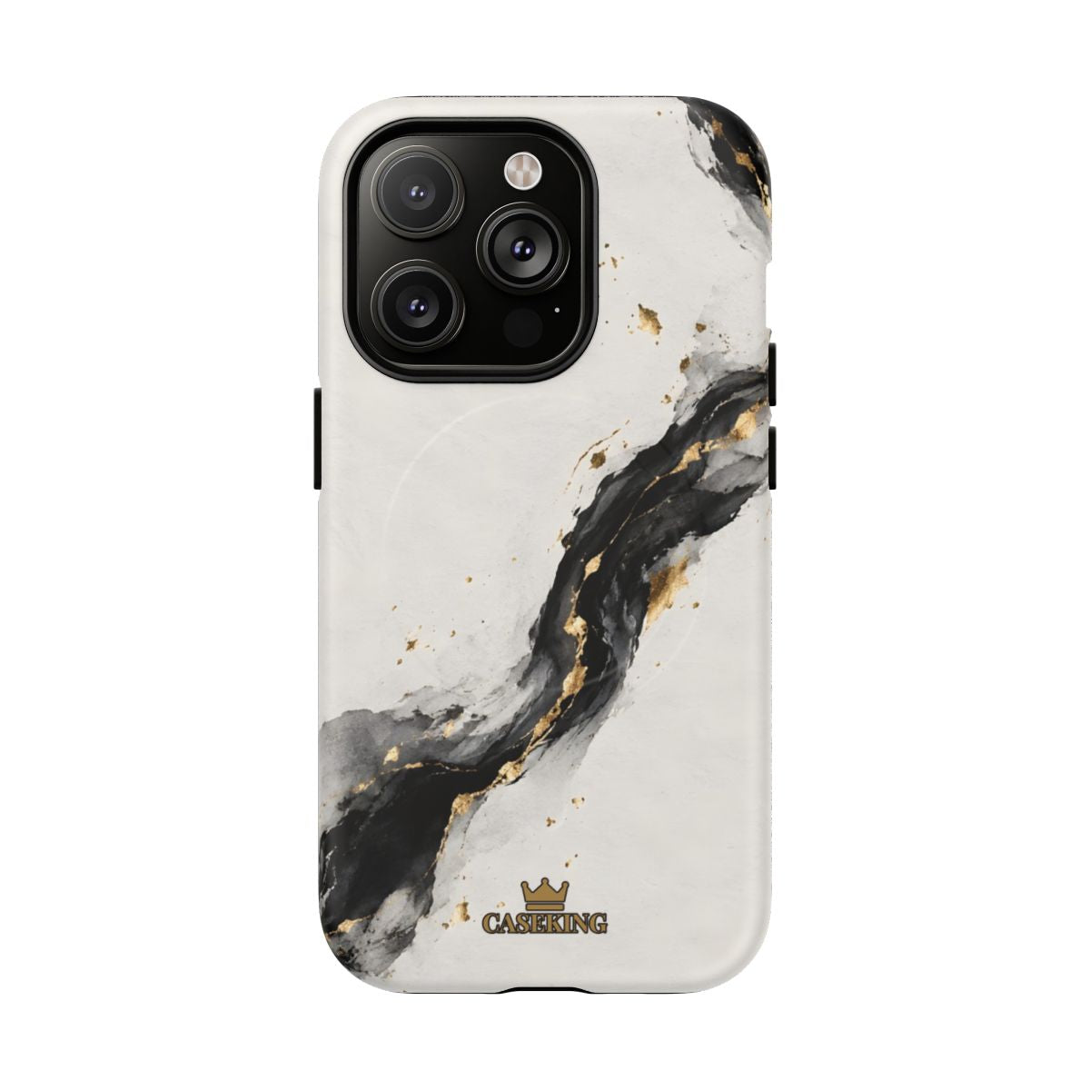 Ink & Gold MagSafe-compatible tough case on iPhone 14 Pro, matte finish