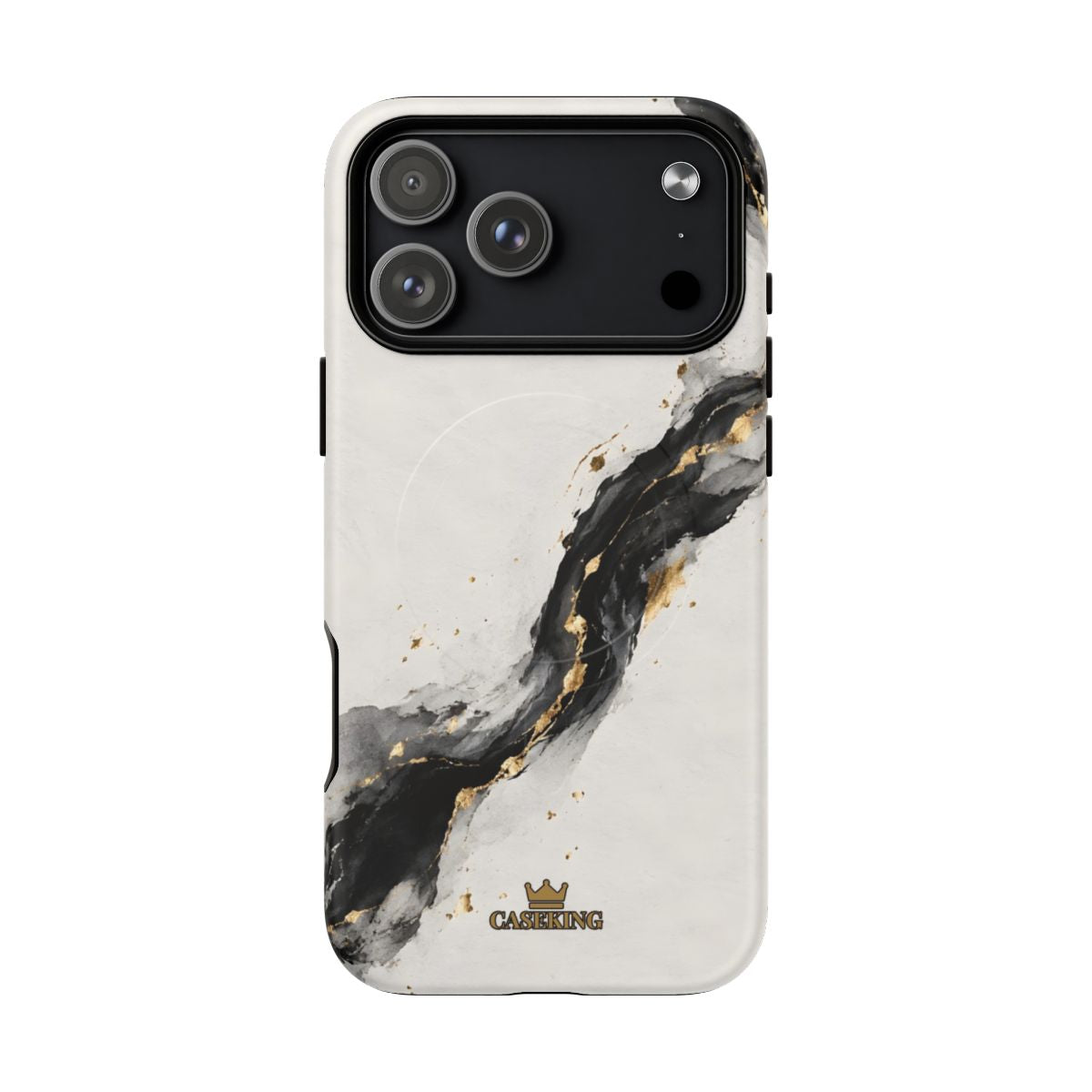 Ink & Gold MagSafe-compatible tough case on iPhone 17 Pro Max, matte finish