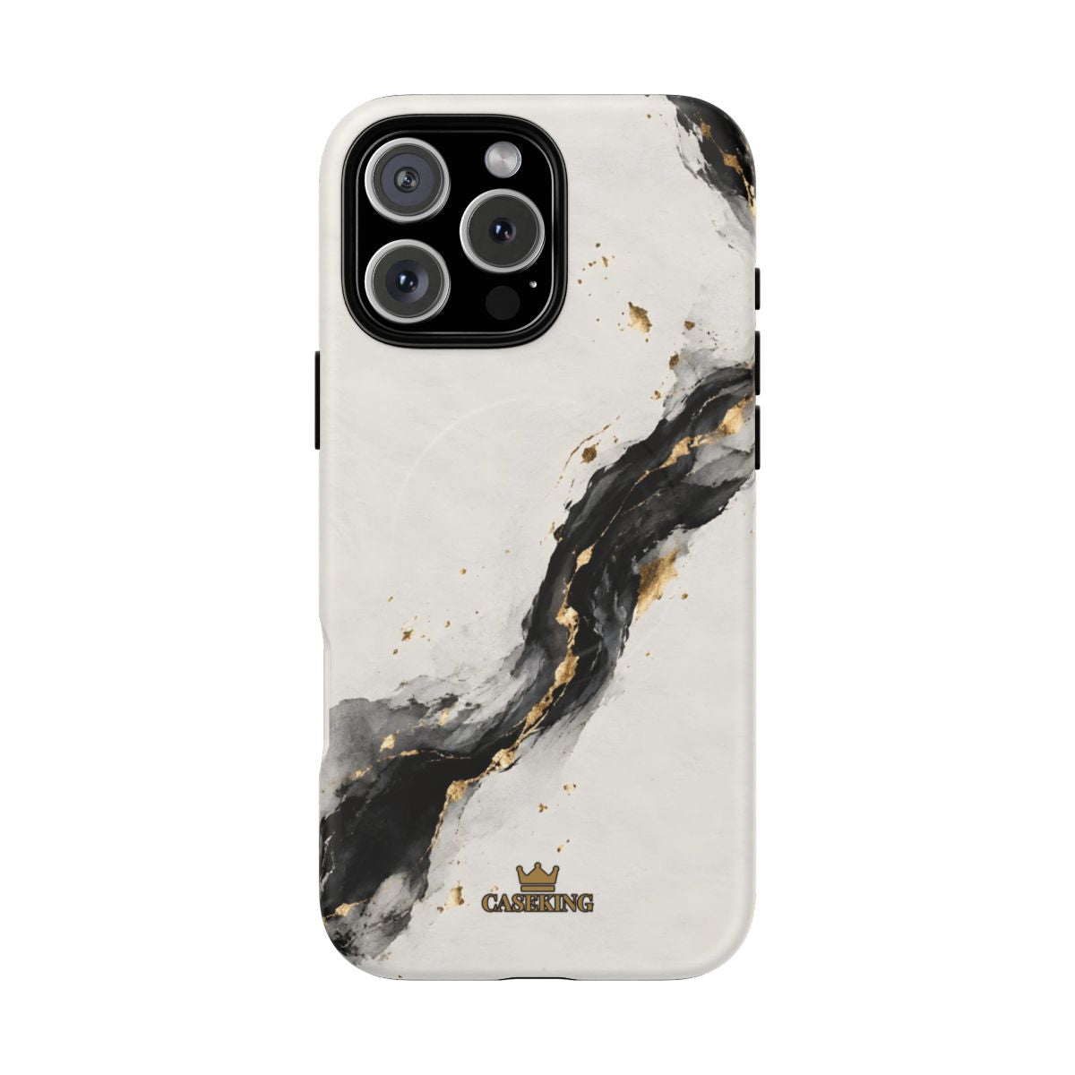 Ink & Gold MagSafe-compatible tough case on iPhone 16 Pro Max, matte finish