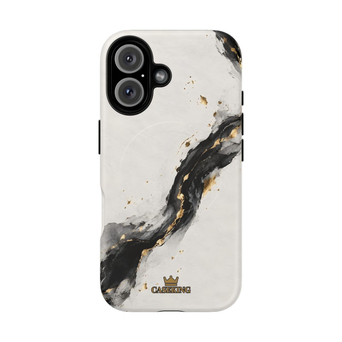 Ink & Gold MagSafe-compatible tough case on iPhone 16, matte finish