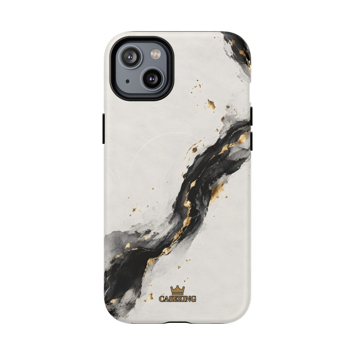 Ink & Gold MagSafe-compatible tough case on iPhone 14 Plus, matte finish