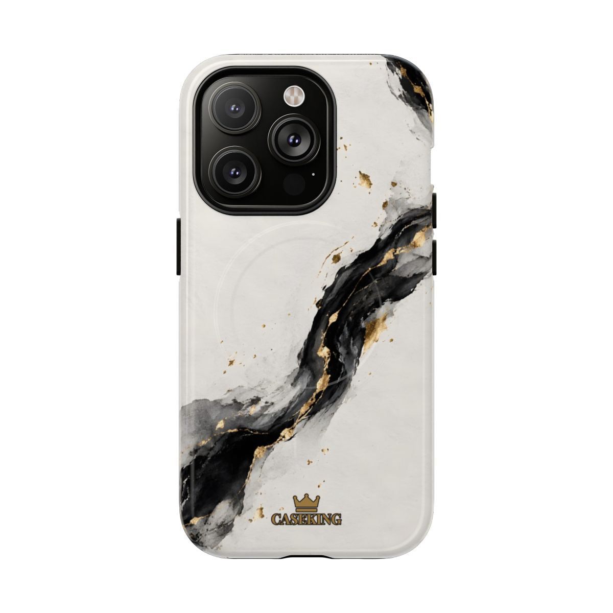 Ink & Gold MagSafe-compatible tough case on iPhone 14 Pro, glossy finish